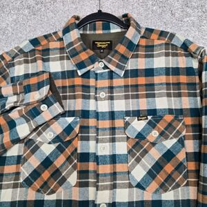 Seager Grit Rugged Outerwear Heavyweight Flannel Men XL Green Orange "Huckberry"